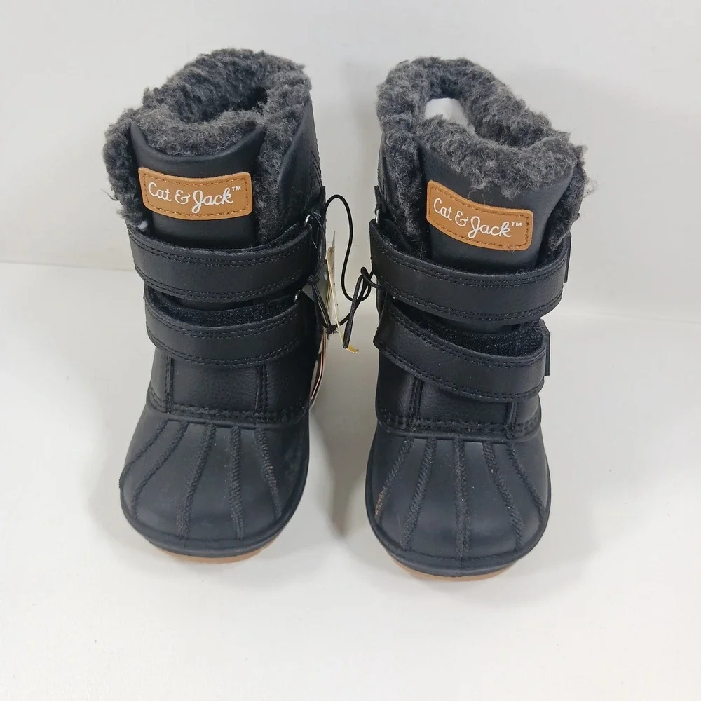 Cat & Jack Toddler Denver Winter Boots Black Waterproof Snow Boots Size 7 NEW